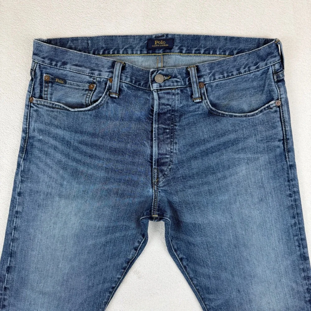 Polo‎ Ralph Lauren Mens Varick Straight Leg Button Fly Blue Jeans 34x30 Denim